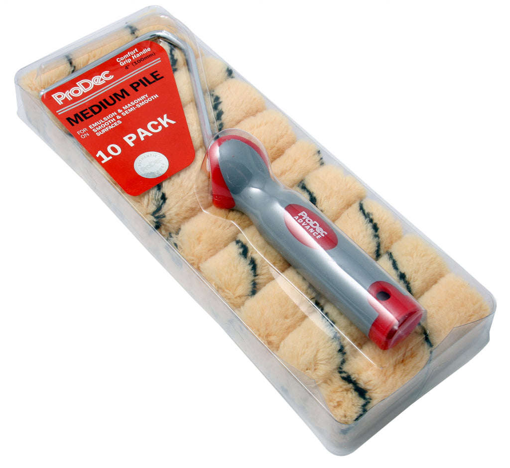 Pro Dec 4" Medium Pile Mini Roller & Frame Pack 10